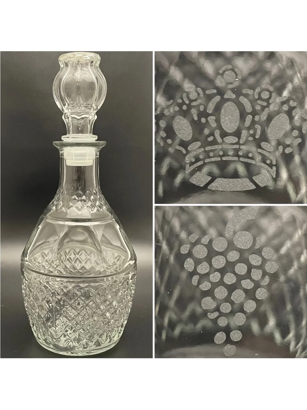 Princess House Crystal Decanter Crown Grapes c1960s Made in Germany
